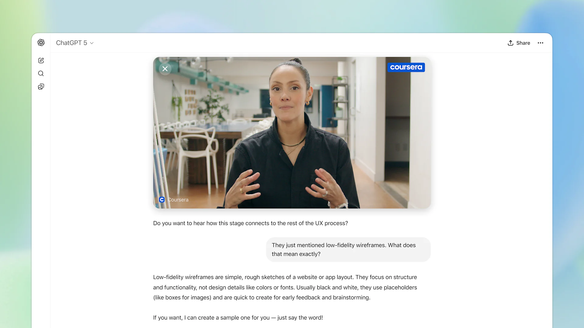 Coursera learning video screen